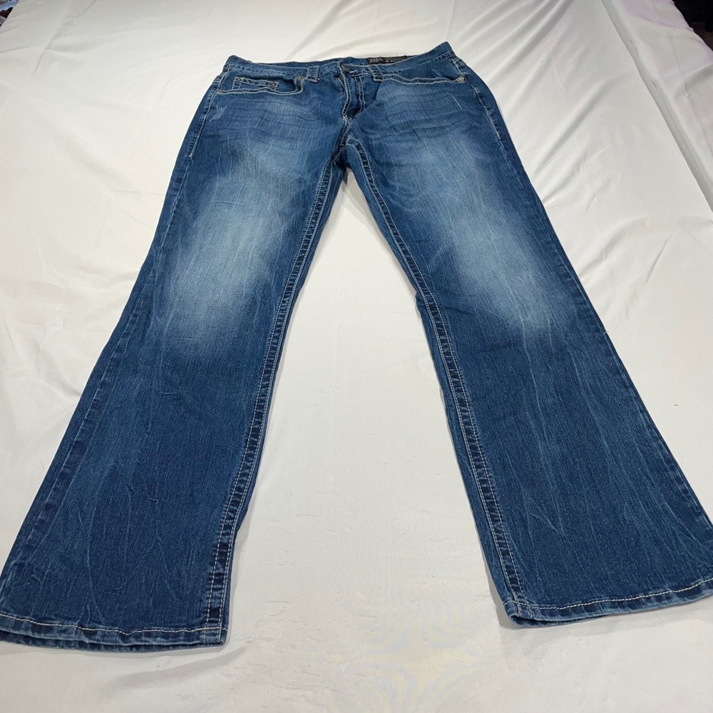 TK Axel Wolcott Vintage Bootcut Jeans Mens 34x34 Medium Wash Contrast Stitch